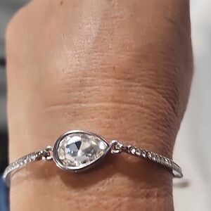 Juicy Couture Silver Tone Bracelet Teardrop Crystal
